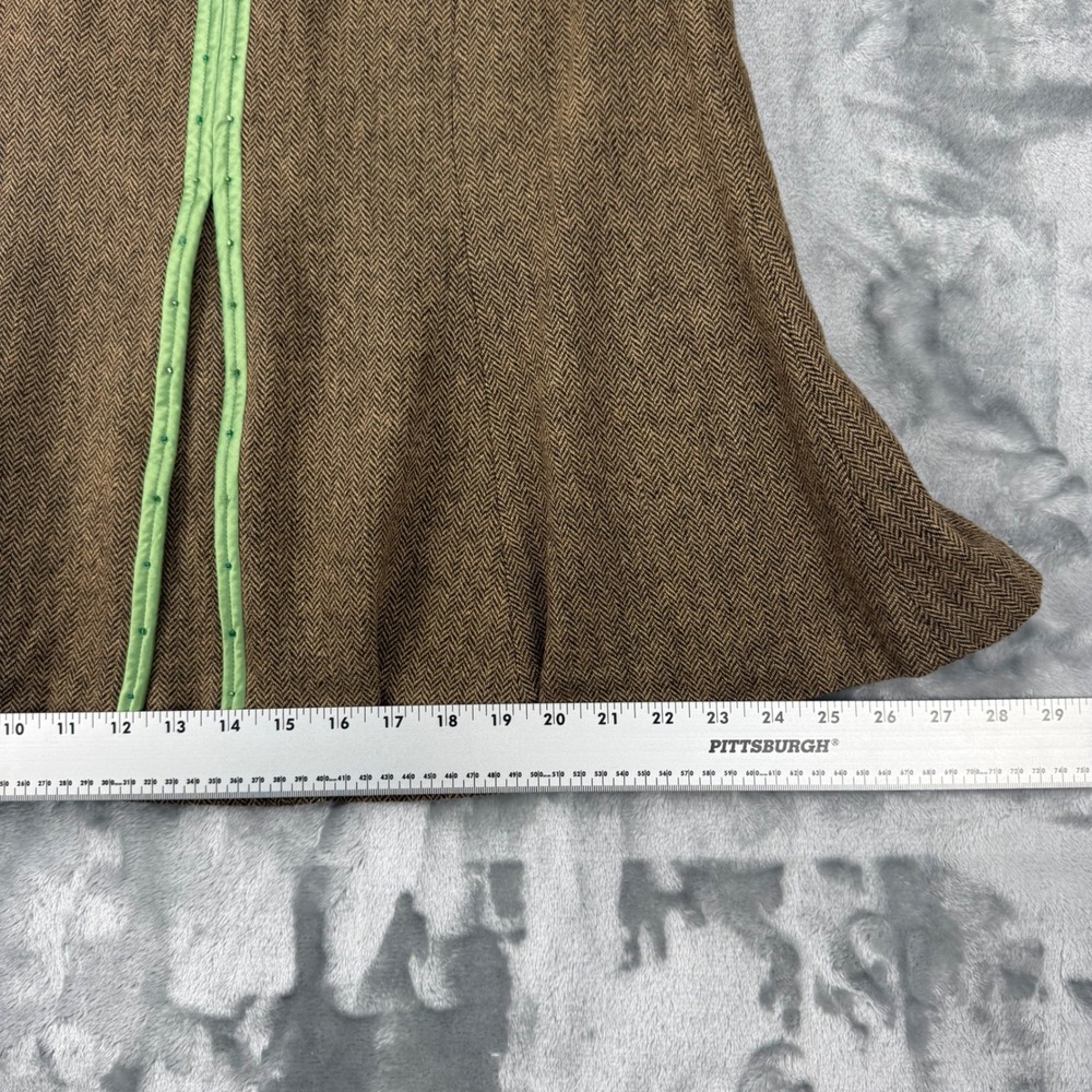 Ann Taylor Loft Brown Herringbone Wool Blend Skirt Green Trim Size 6 Irish - Picture 9 of 16
